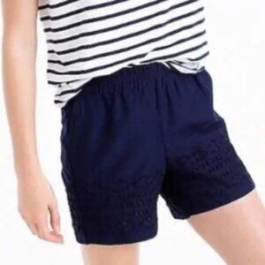J. Crew Navy Cotton Eyelet Pull On Elastic Waist Shorts XS